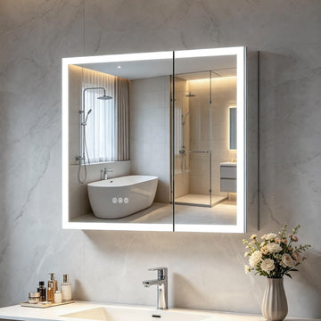 30x26 LED Medicine Cabinet Mirror with Lights