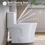 Elongated One-Piece Toilet with Dual Flush, ADA Comfort Height, Skirted Design, Matte White Finish