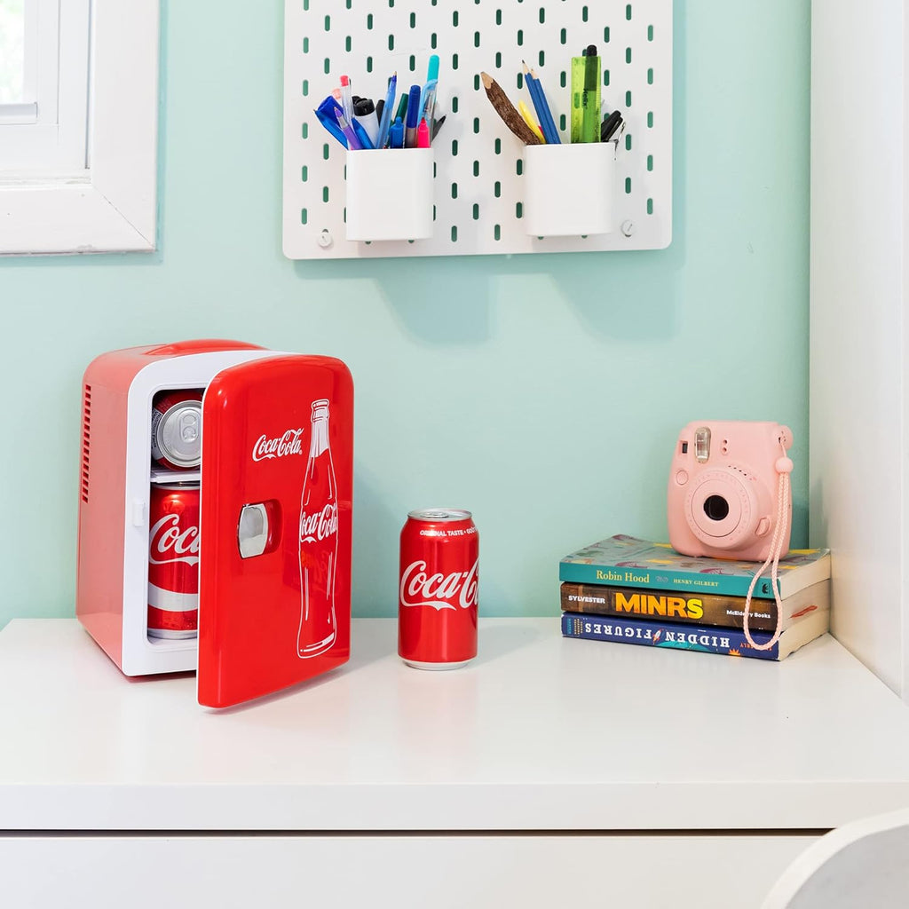 Mini Fridge for Bedroom Cosmatic Office 4L Small Refrigerator 6 Can Mini Dorm Fridge Portable Cooler 12V DC 110V AC