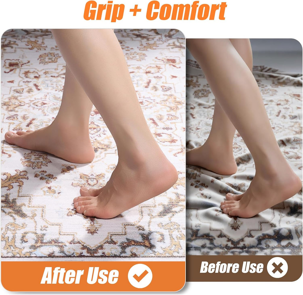 Non-Slip Rug Pad 5x7 Ft - 5'x7' PVC Anti-Slip Carpet Gripper Mat, 5 by 7 Feet Non Slip Pad for Area Rugs, Under Rug - Set of 35