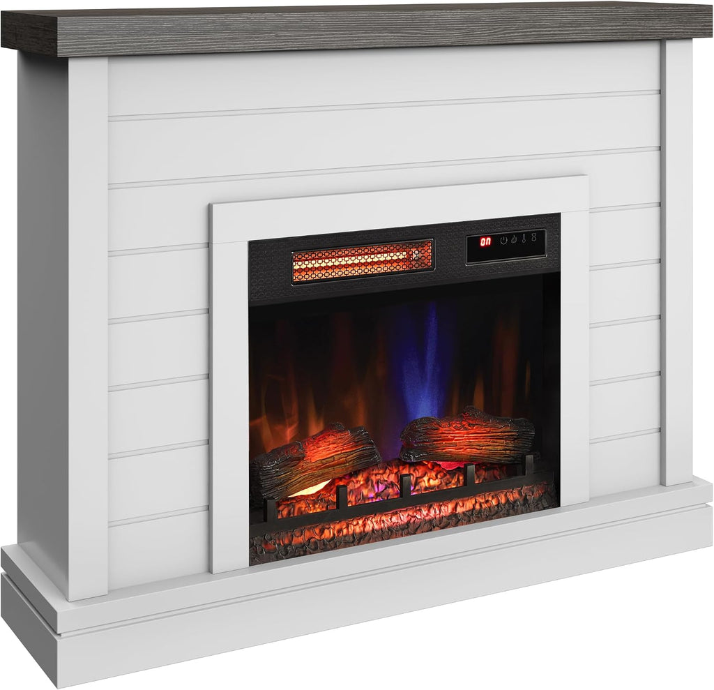 Wall Mantel Electric Fireplace, Bright White