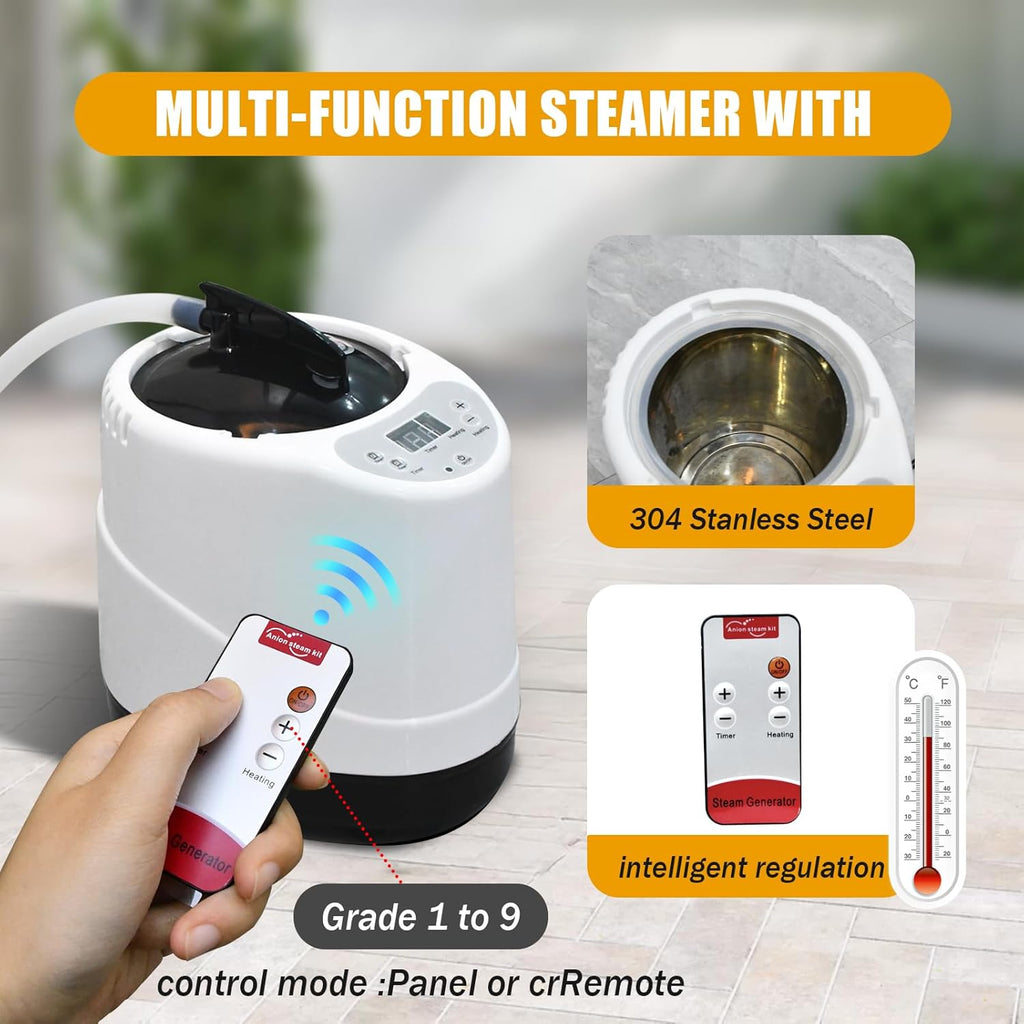 Sauna Box, Portable Steam Sauna for Home with 1000W 3L Steamer, 9-Level Temperature Control & Remote