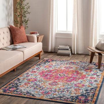Carldale Vintage Medallion Area Rug,Pink