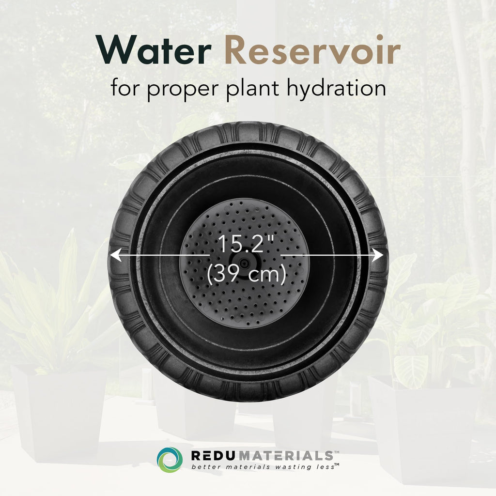 Crescendo Self-Watering Urn Planter, Slate, 19" x 23"