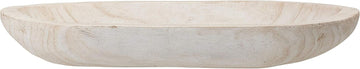 Hand-Carved Paulownia Wood Bowl with Whitewashed Finish