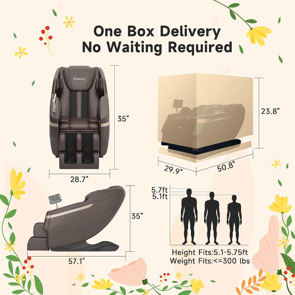 Full Body Shiatsu Massage Chair Relaxation | Zero Gravity Recline, Pre-Assembled, 6 Auto Modes, Foot Massage, Waist &