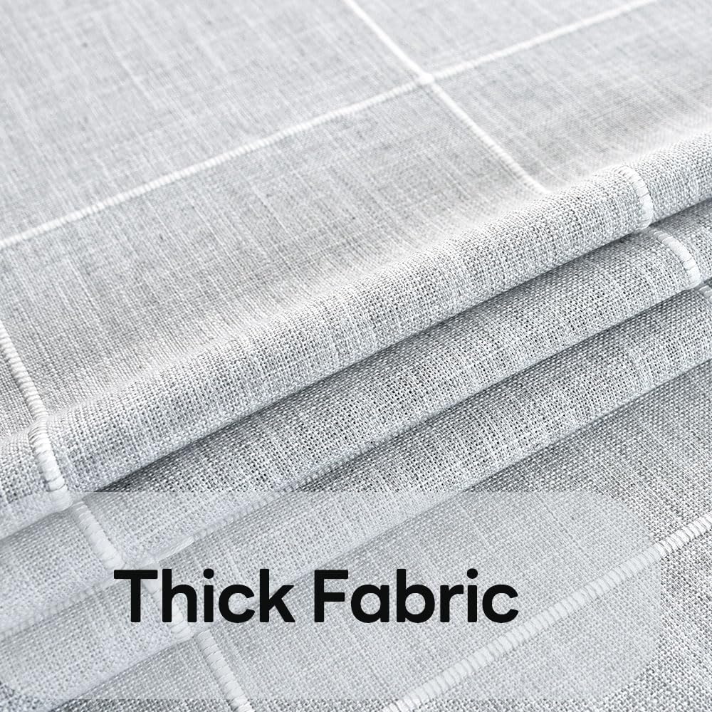 Farmhouse Table Cloth for Rectangle Tables Gray Plaid Boho Tablecloth Heavy Duty Cotton Linen Blend Washable &