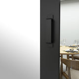 36 in. x 84 in. Mirrored Glass Black MDF Interior Sliding Barn Door with Hardware Kit and Door Handl