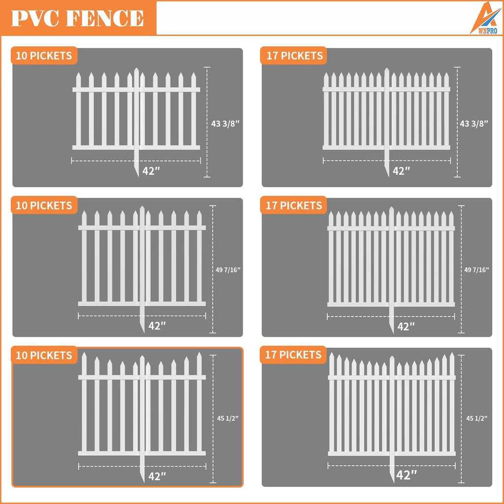 36" H x 84" W No Dig White Vinyl Picket Garden Fence (20 Pickets, Straight for Soft Ground)
