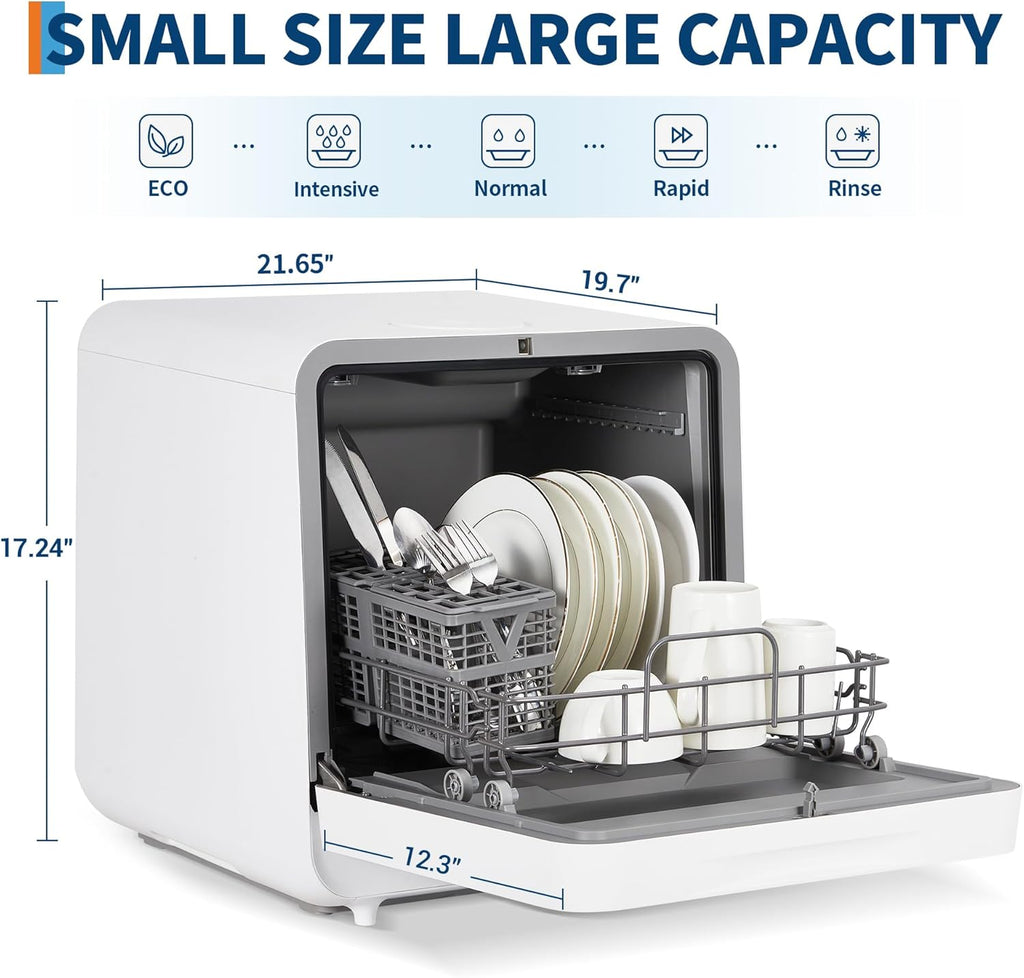 Portable Countertop Dishwasher with Large Capacity - No Installation Needed