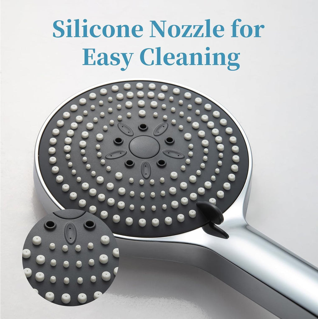 Handheld Shower Head, 6-Mode High Pressure Handheld Sprayer High Flow Large Powerful Boosting Handheld Showerhead for Low Water Pressure, Chrome Finish
