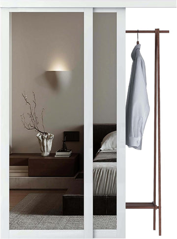 60 x 80 inch Mirrored Sliding Closet Doors for Bedrooms, Upgraded Shatterproof Sliding Mirror Interi