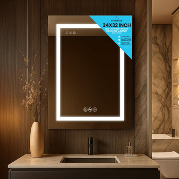 LED Medicine Cabinet with Mirror, 24x32 in, Lighted Bathroom Mirror Medicine Cabinet, Defogger, Recessed/Surface 3X