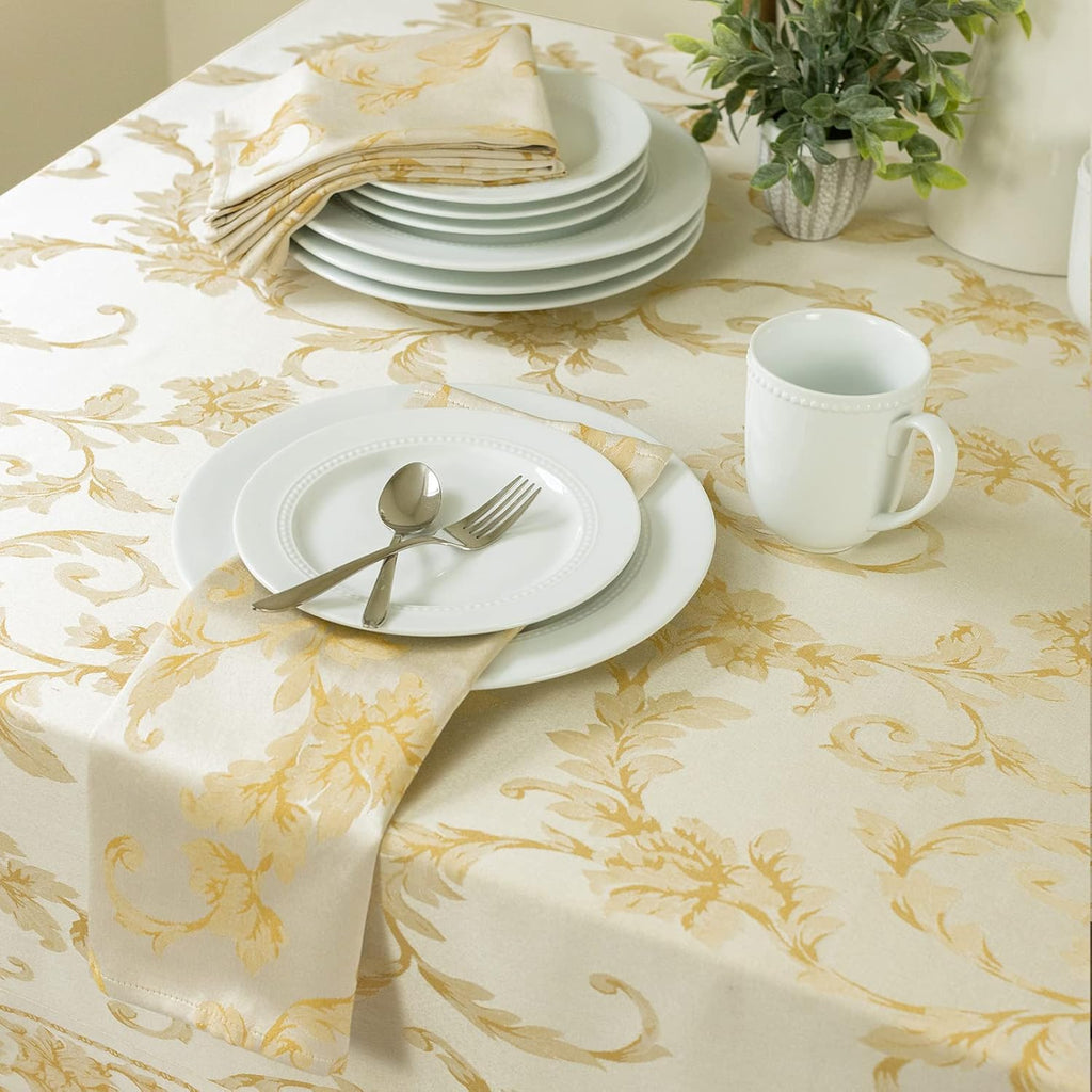 Harmony Scroll Woven Damask Fabric Tablecloth, Everyday, Parties, Special Occasions, Weddings and Ho