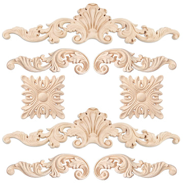 8 Pcs Wood Appliques and Onlays, Adorable Style, Large Size