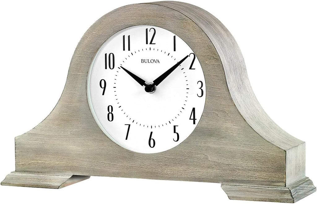 Bulova Clocks B1932 Peterborough, Warm Gray Finish, Chime, Tambour Style, Vintage Home Décor