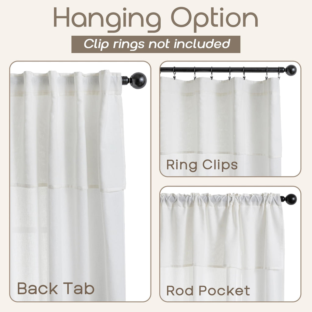 White Ruffle Linen Curtains with Valance