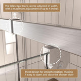 32-36" W x 72" Pivot Glass Shower Door, Semi-Frameless Pivot Swing Glass Shower Door