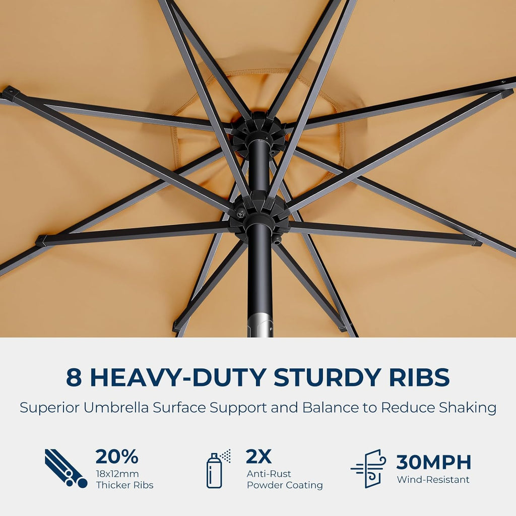 9ft Outdoor Patio Umbrella - Market Table Pool Deck Umbrella UPF50+ UV Protection with Push Button Tilt