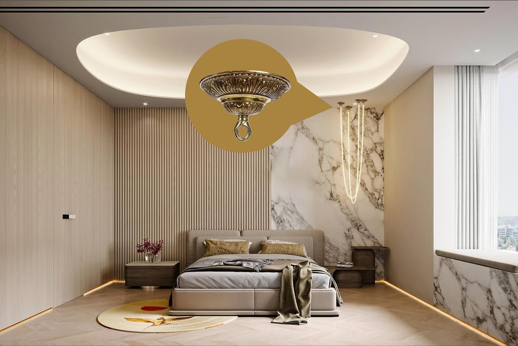 5.71" All Copper Chandelier Canopy Kit with Lamp Parts Hardware and Hooks, Light Fiture Cover as Ceiling Medallion