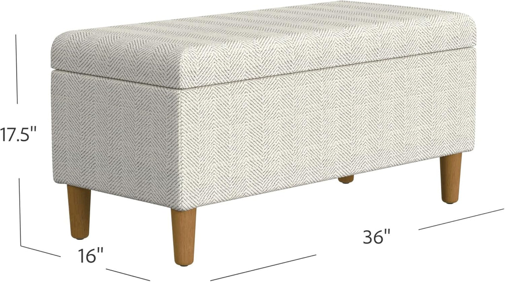Malmo 36" Storage Bench - Cream Chevron Woven