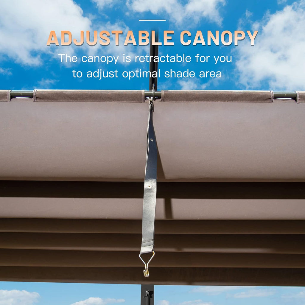 11’ X 16’ Outdoor Retractable Pergola with Weather-Resistant Canopy Aluminum Garden Pergola Patio Grill Gazebo
