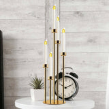 Candelabra Gold Centerpiece 5 Arms Taper Candle Holder Gold Centerpiece with Acrylic Tubes for Table Decoration