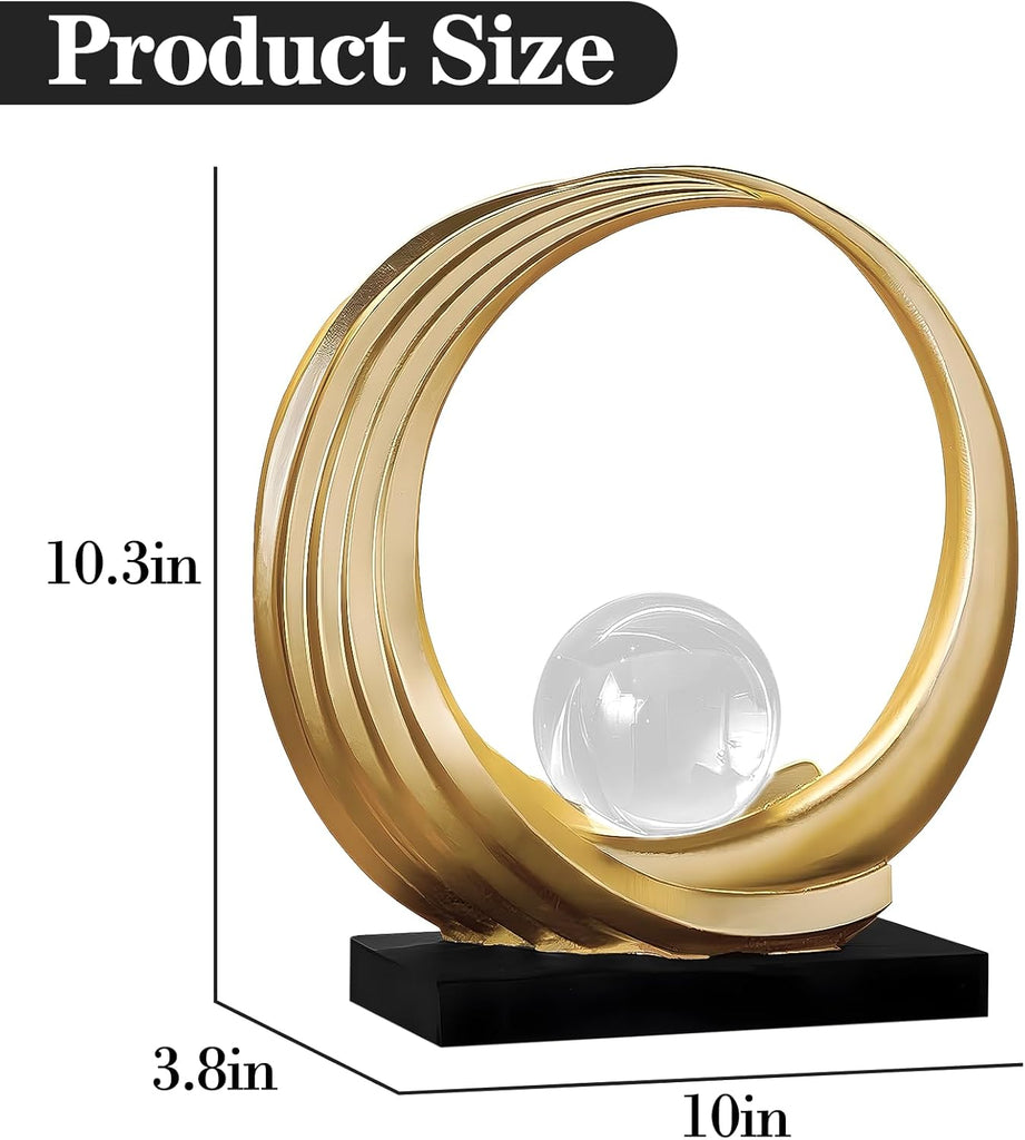 Modern Abstract Stripe Golden Shelf Decor Statues | Coffee Table Home Decor Sculpture,Desk Decoration (Golden)