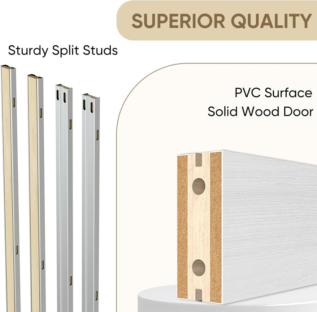 32" x 80" Sliding Pocket Door, Includes Wooden Frame Mirror Door Panel and Soft Close Pocket Frame K
