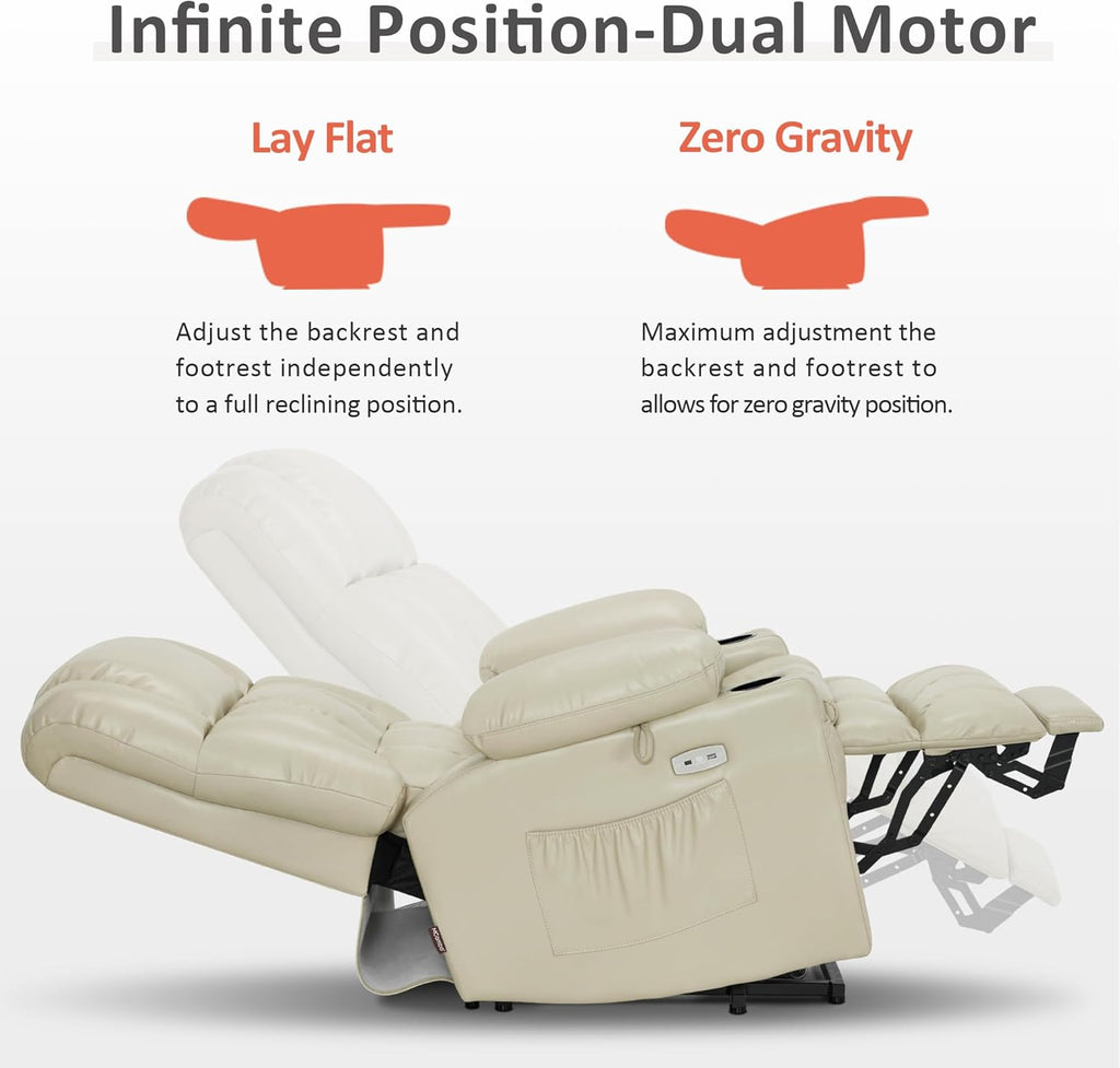Modern Reclining Lounge Chair — White Faux Leather