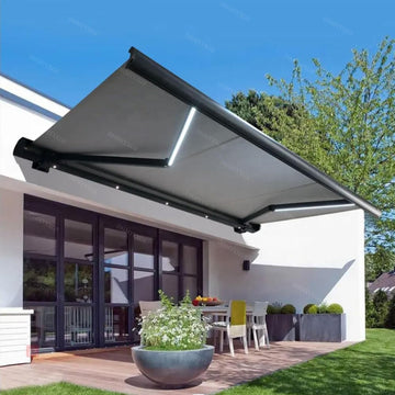 Electric Retractable Patio Awning - Motorized Sunshade Shelter, Waterproof & UV-Resistant Canopy for Deck, Balcony