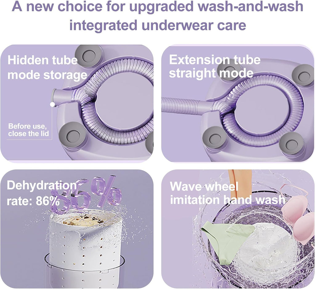 Underwear Washing Machine,Portable Washer & Spin Dryer Combo,Mini Washing Rechargeable Cordless Washing Deep Cleans