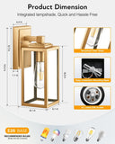 Gold Outdoor Wall Lights, Waterproof Outside Porch Lights, Anti-Rust Porch Lights Outdoor, Outside Light Fixture for House, Garage, Doorway, Garden, Tempered Glass, E26 Socket A123-B0CY2FW5ZZ