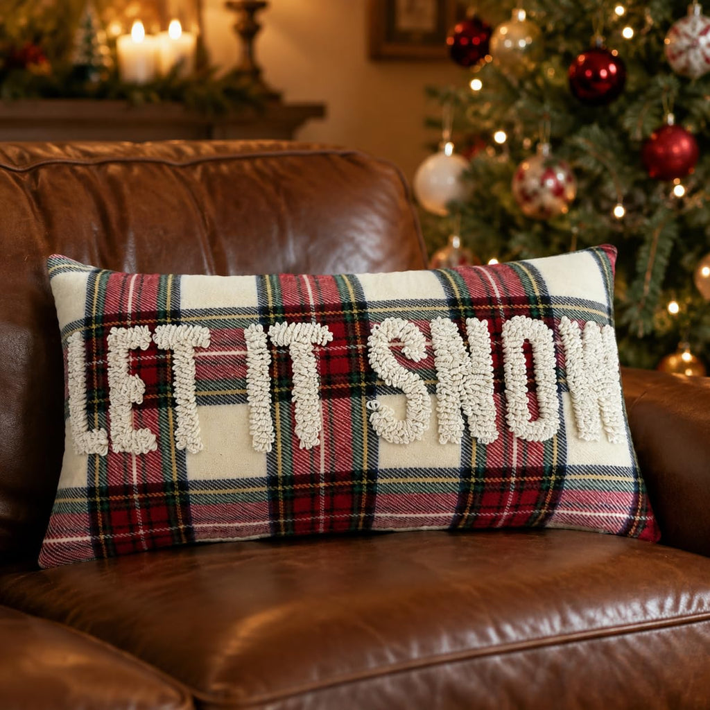 Let It Snow Christmas Decor Velvet Decorative Rectangle Throw Lumbar Waist Pillow Case Cushion Cover for Couch Living