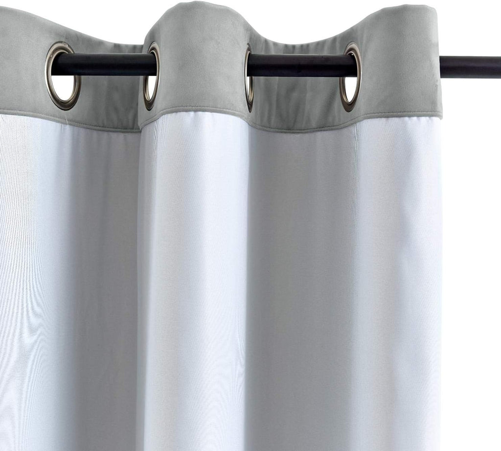 Extra Wide Blackout Lined Premium Velvet Curtain Grey (1 Panel), Eyelet Grommet for Livingroom Bedroom