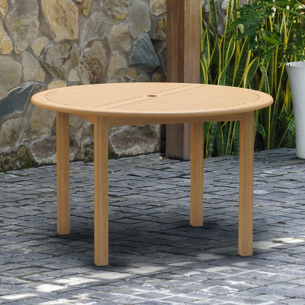 Adelaide Eucalyptus Patio Dining Set | Teak Finish | Durable and Ideal for Outdoors, Round 5-Piece