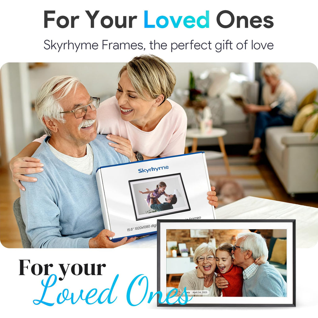 15.6'' Digital Picture Frame with 1920x1080 IPS Touch Screen, 32GB Frameo WiFi Digital Photo Frame, Share