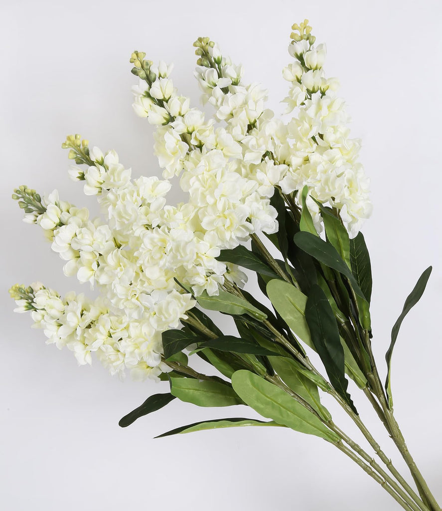 6PCS White Snapdragon Artificial Flowers 31.50" Fake Flowers Long Stem Antirrhinum Majus Silk Flowers Larkspur Faux