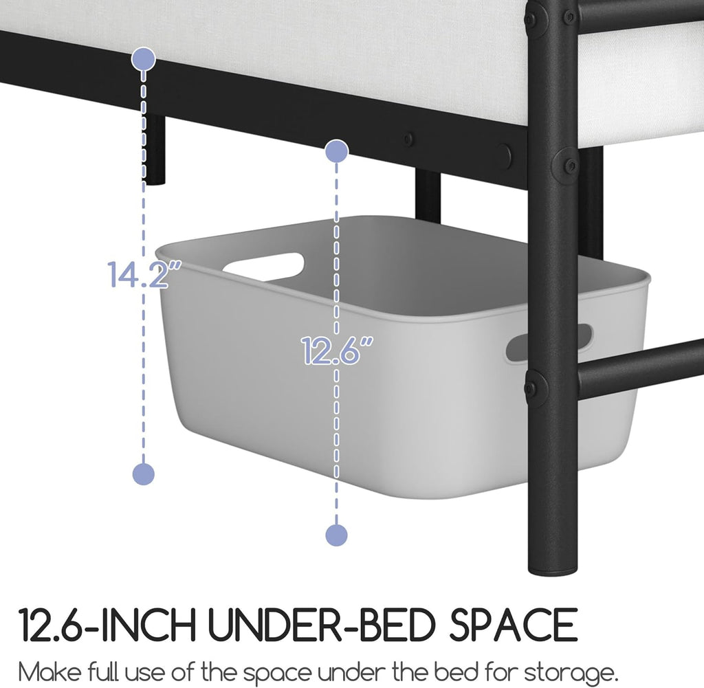 Classic Metal Platform Bed Frame Mattress Foundation with Victorian Style Iron-Art Headboard/Footboard/Under Bed