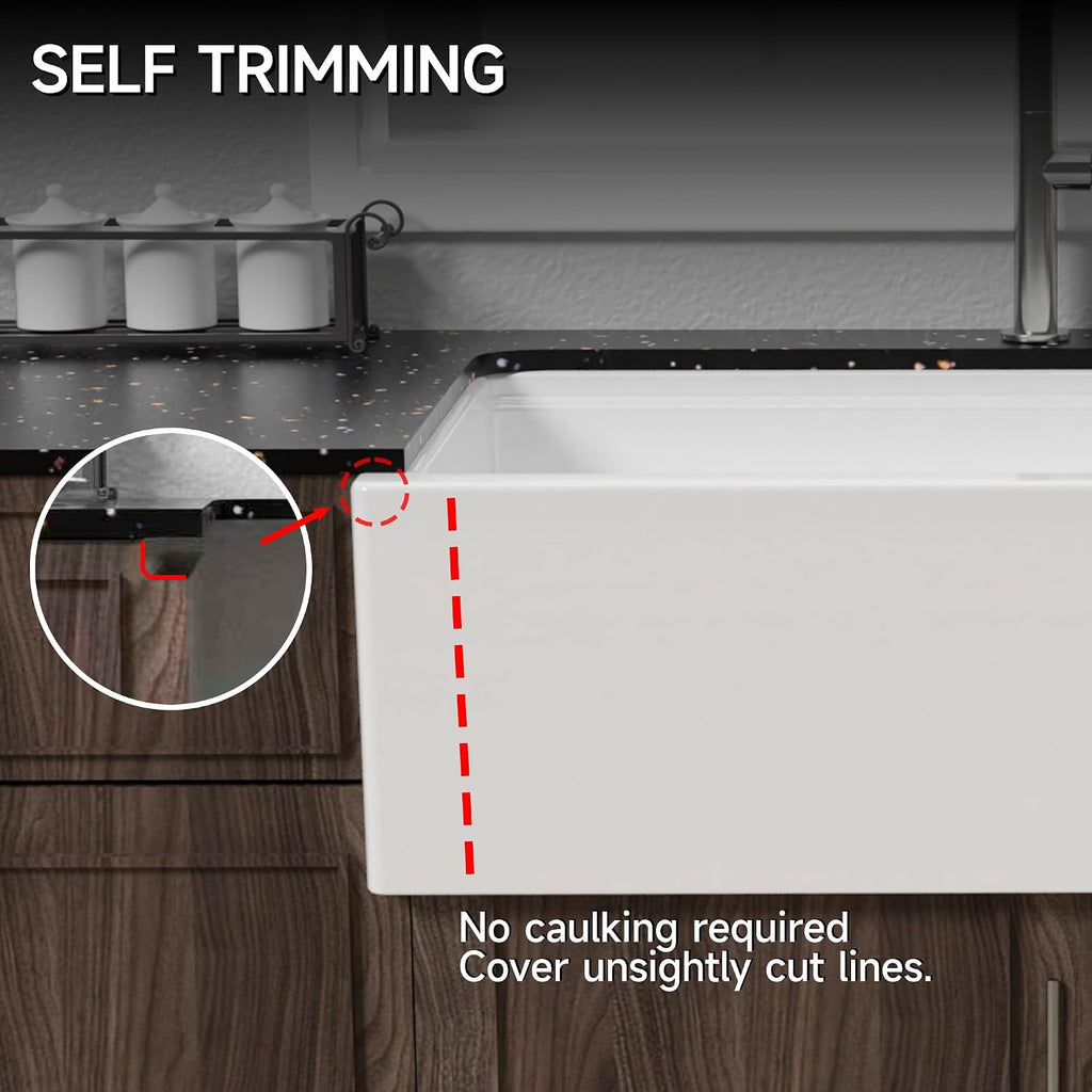 33 x 20 Inch Self-trimming Farmhouse Workstation Kitchen Sink White