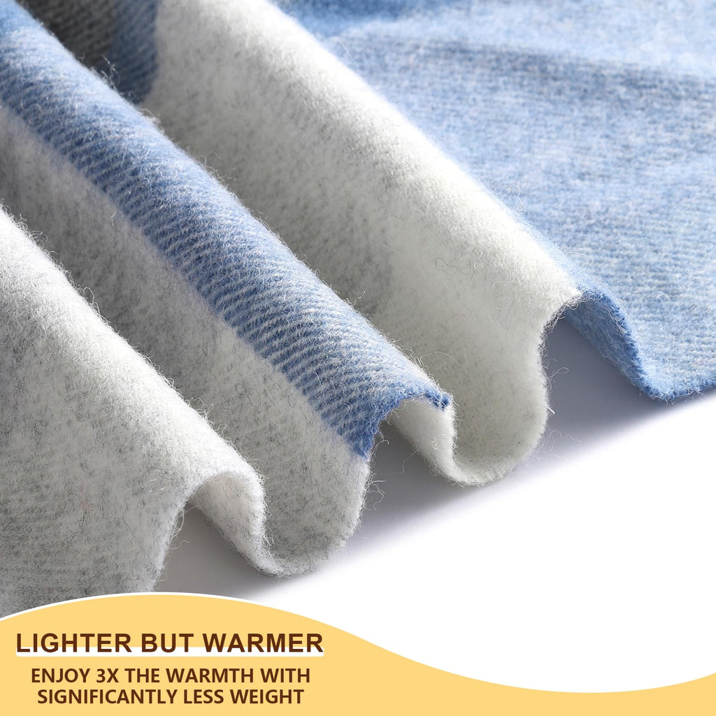 100% Wool Throw Blanket, Super Soft Lightweight Blanket for Couch