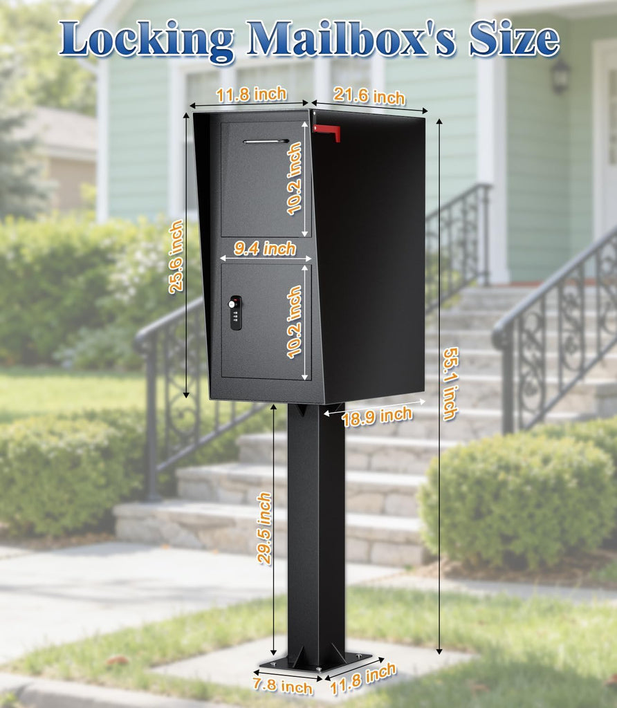 Post-Mount Mailbox, Mailboxes Weather Resistant, Large Outdoor Mailboxes