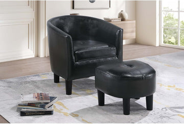 Modern Lounge Chair — Black Faux Leather