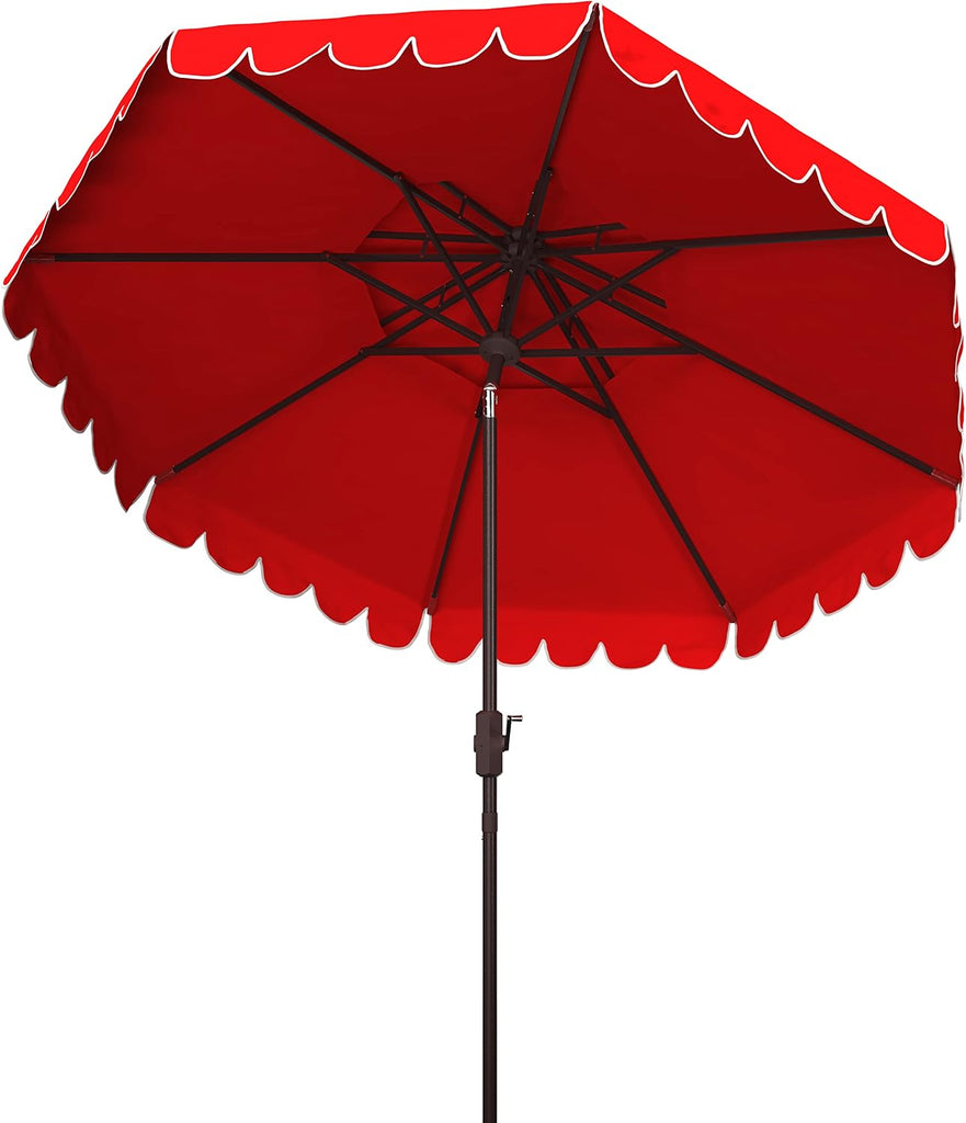 9ft Round Double-Top Patio Umbrella with Crank Lift & UV Protection - Red