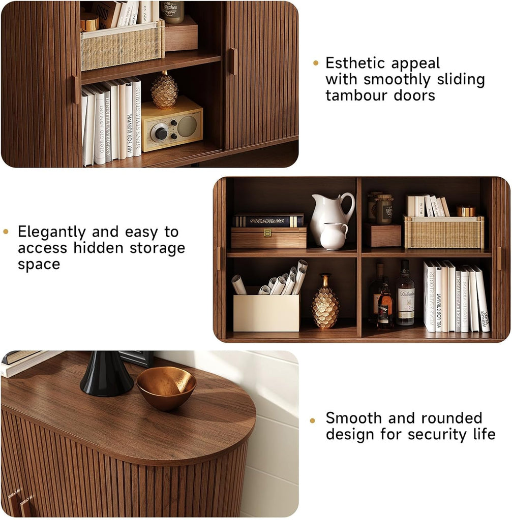 55" Sideboard Buffet Cabinet with Storage, Sliding Door & Adjustable Shelf