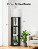 Floor Lamp with Shelves, Modern Tripod Standing Shelf Lamp with 3 Color Temperature Bulb
