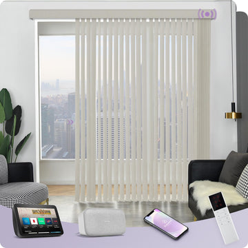 Motorized Vertical Blinds Compatible with Alexa Google Privacy Reversible Blackout Smart Vertical Blind Remote