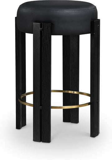 816Black-C Harrison Collection Modern | Contemporary Counter Stool with Soft Black Vegan Leather, Rich Black Finish