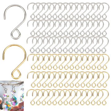 200 Pack Chandelier Crystal Prism Hooks Replacement S-Shaped Crystal Beads Hook for Crystals Chandelier Pendant