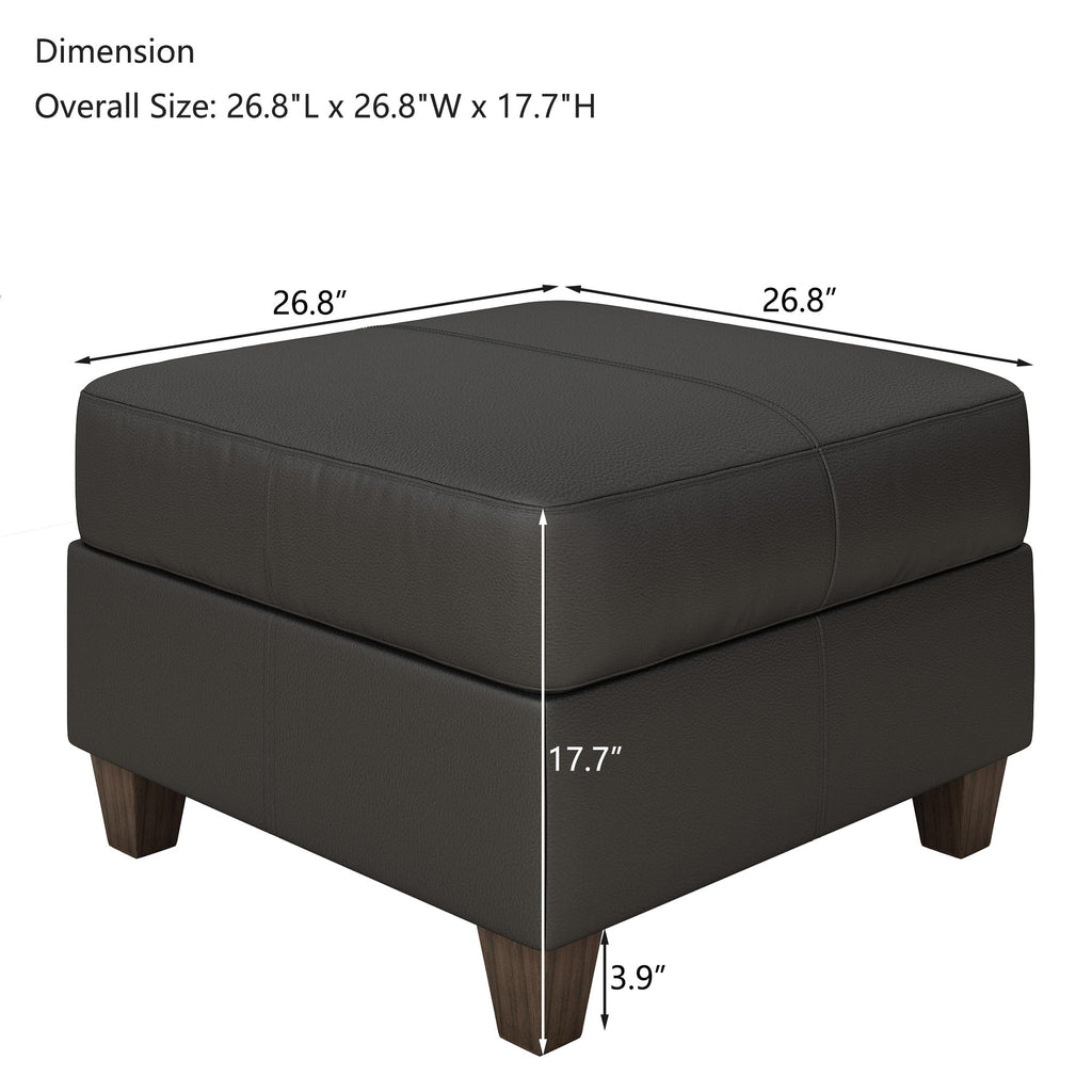 Faux Leather Square Ottoman Module for Modular Sectional Sofa, Convertible Sectional Couch with Storage Ottoman, Brown